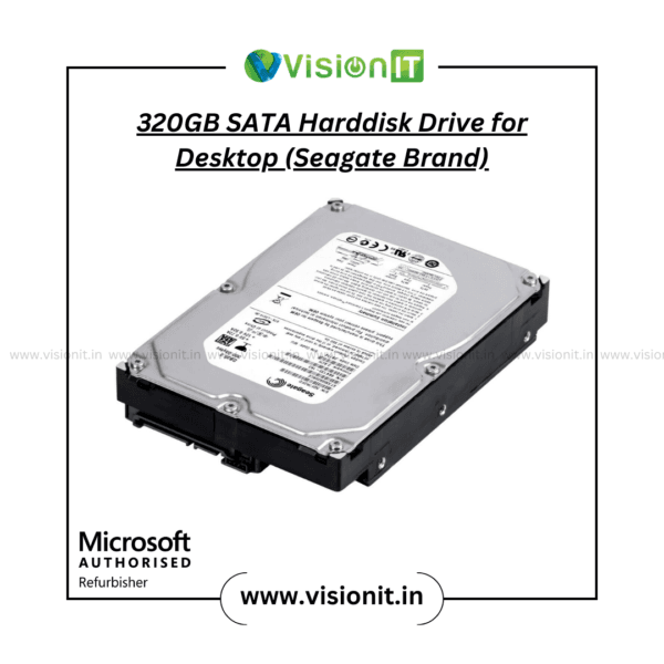 Seagate 320GB SATA desktop hard disk delivering reliable storage with fast access and efficient data performance.