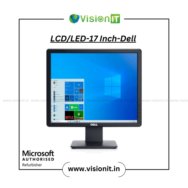 Dell 17-inch LCD/LED monitor with sharp visuals, energy-efficient design, and durable performance.