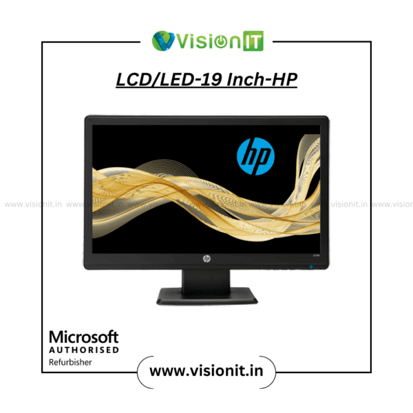 HP 19-inch LCD/LED monitor with sharp display, energy efficiency, and a modern design.