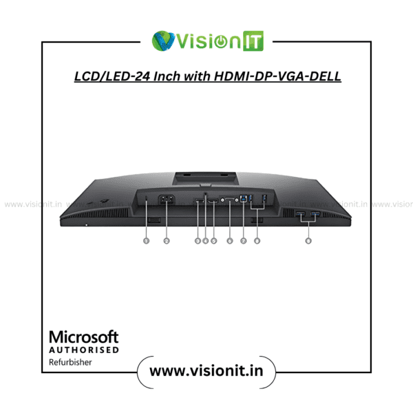 Dell 24 inch LCD LED Monitor with HDMI, DisplayPort, and VGA connectivity for smooth performance and crystal-clear visuals in India