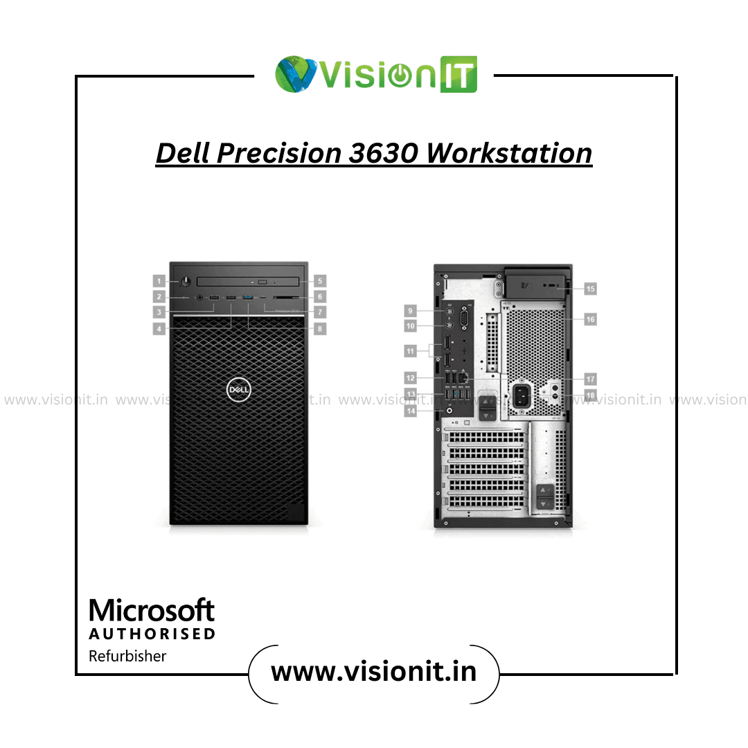 Refurbished Dell Precision 3630 Workstation with Xeon processor, 64GB RAM support, SSD/HDD storage for CAD and design professionals