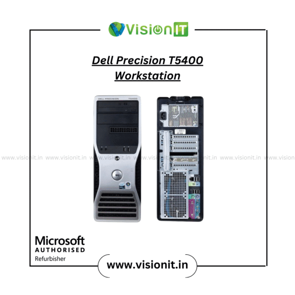 Refurbished Dell Precision T5400 Workstation with dual Xeon processors, RAID support, PCIe graphics, and 525W PSU for CAD & design