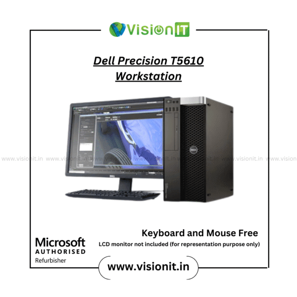 Refurbished Dell Precision T5610 Workstation with dual Intel Xeon CPUs, 64GB ECC RAM, and SSD support for engineering and creative work