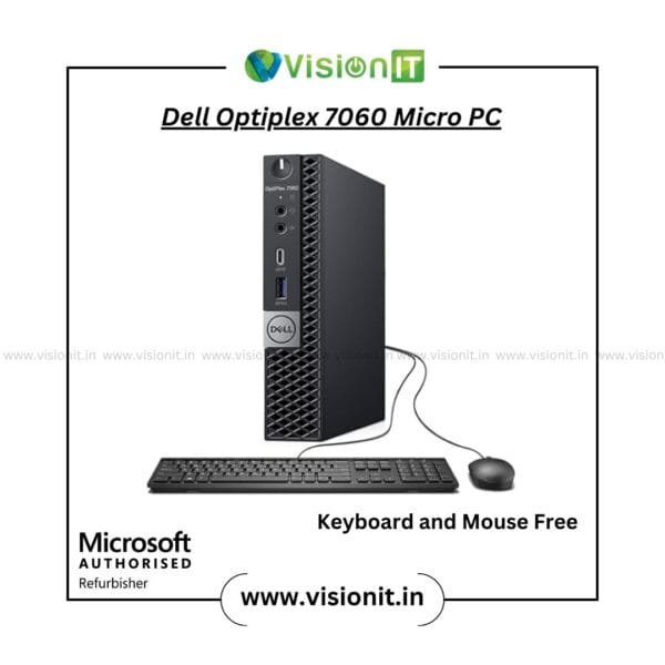 Dell OptiPlex 7060 Micro Tower PC — 8th Gen Intel, expandable RAM and SSD options for business use.