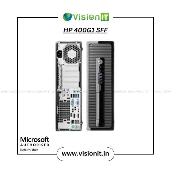 Refurbished HP ProDesk 400 G1 SFF PC with 4th-Gen Intel Core i5-4590, 8GB DDR3 RAM, 500GB HDD, DVD-RW, and Windows 10 Pro