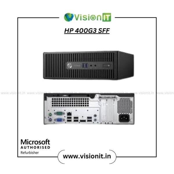 Refurbished HP ProDesk 400 G3 SFF PC with 6th Gen Intel Core i3/i5/i7, DDR4 RAM, SSD/HDD storage, and Windows 10 Pro