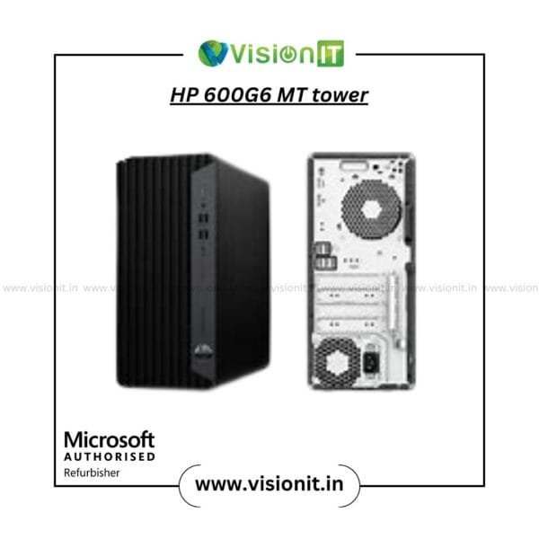 Refurbished HP ProDesk 600 G6 MicroTower PC with 10th Gen Intel Core, up to 64 GB DDR4 RAM, SSD storage, and multiple I/O options