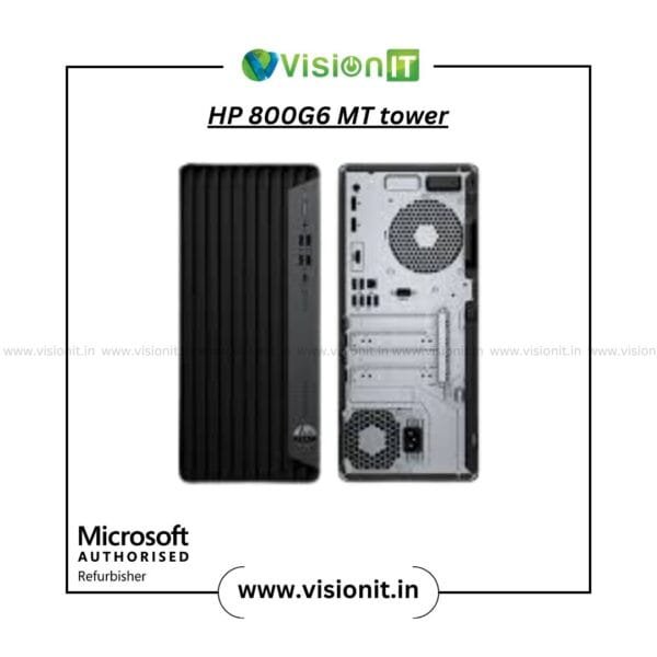 Refurbished HP EliteDesk 800 G6 Microtower PC with 10th-Gen Intel Core i7-10700, 16 GB DDR4 RAM, 512 GB NVMe SSD, dedicated graphics, and Windows 11 Pro