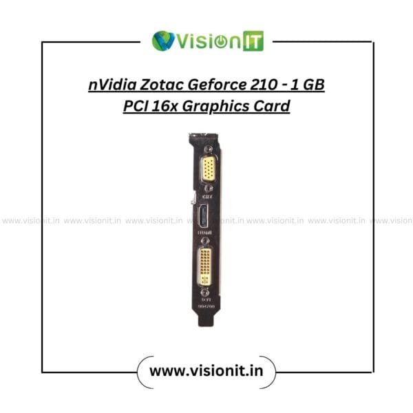 Zotac GeForce 210 1GB DDR2 PCI 16x Graphic Card – ideal for home, office, HD video playback, dual-monitor use, and light gaming tasks.