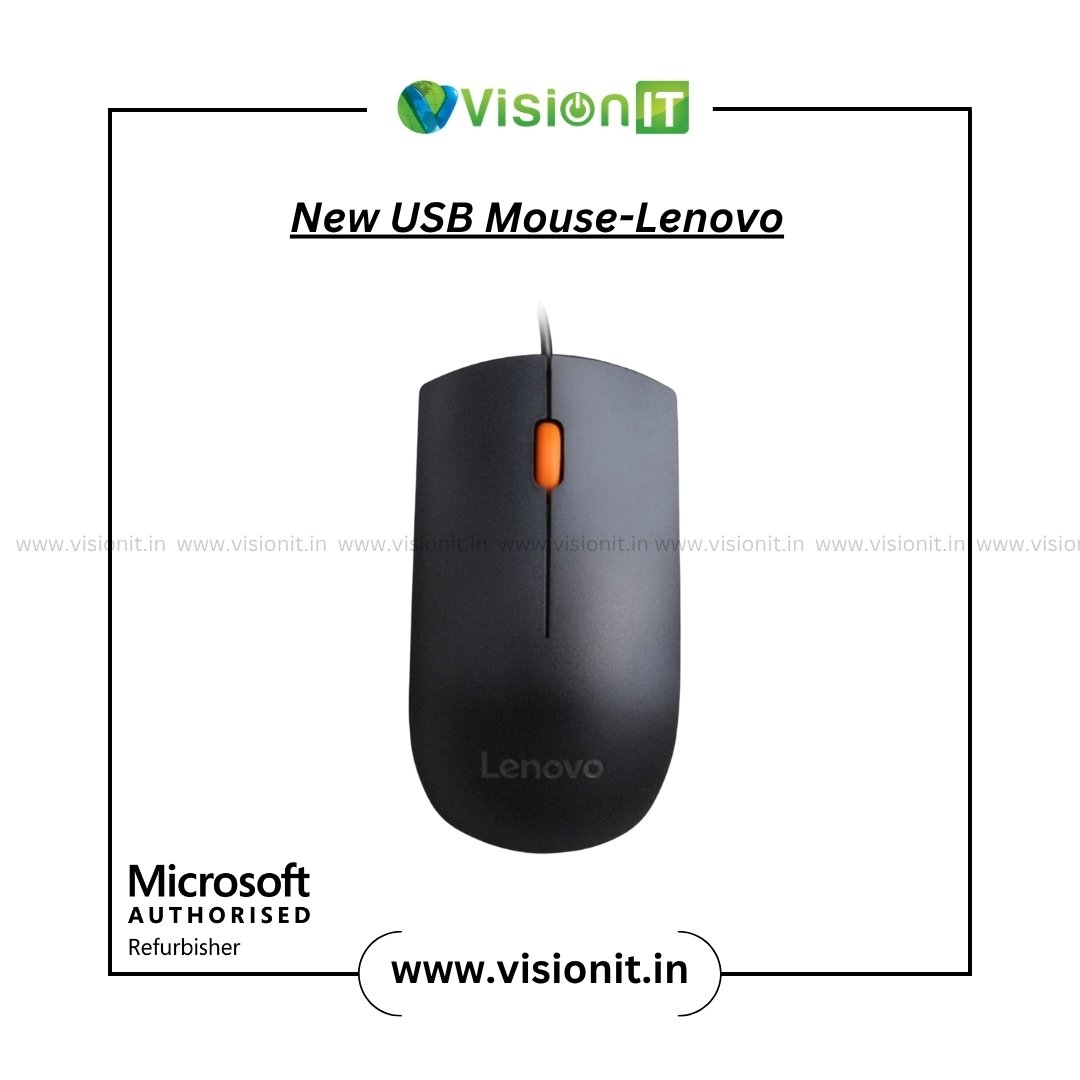 Lenovo USB wired mouse with ergonomic design and high-precision optical tracking