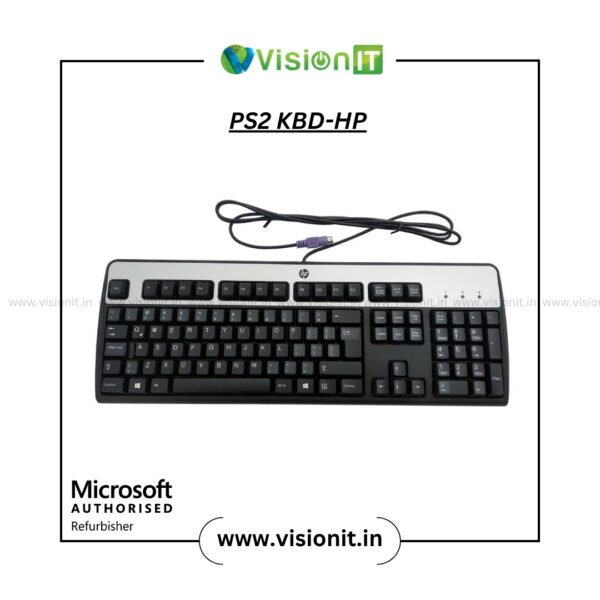 HP PS2 wired keyboard with full-size layout and ergonomic keys for comfortable typing