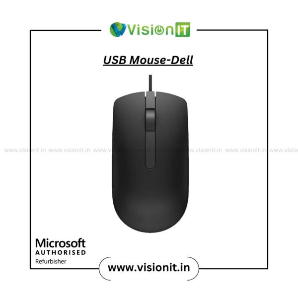 Dell USB wired mouse with ergonomic design and precise optical tracking
