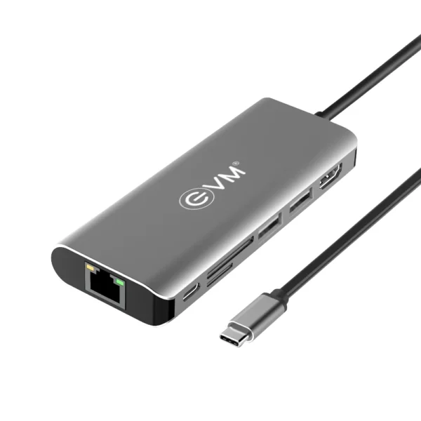 Type-C 7 in 1 Docking Station with HDMI LAN USB SD card reader and PD charging for laptop MacBook and smartphone