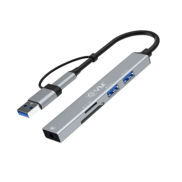 EVM USB 3.0 plus Type-C hub multi port adapter for laptops and desktops