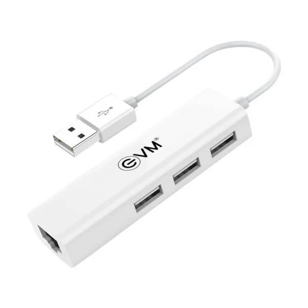 USB 2.0 LAN Adapter Hub with 3 USB ports and RJ45 100Mbps Ethernet for laptop desktop wired network connectivity