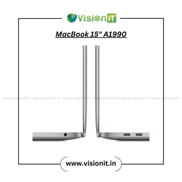 Apple MacBook Pro 15" A1990 left and right side ports with four Thunderbolt 3 USB-C connectors